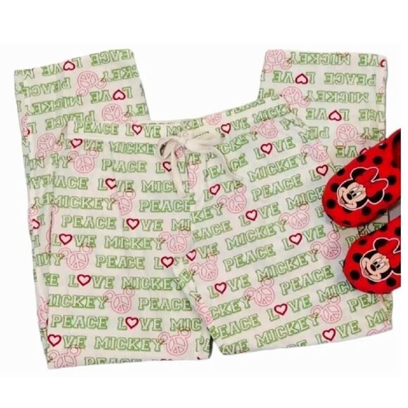 Disney VTG White Neon Mickey Mouse Printed Convertible PJ Pants Large - Picture 13 of 13